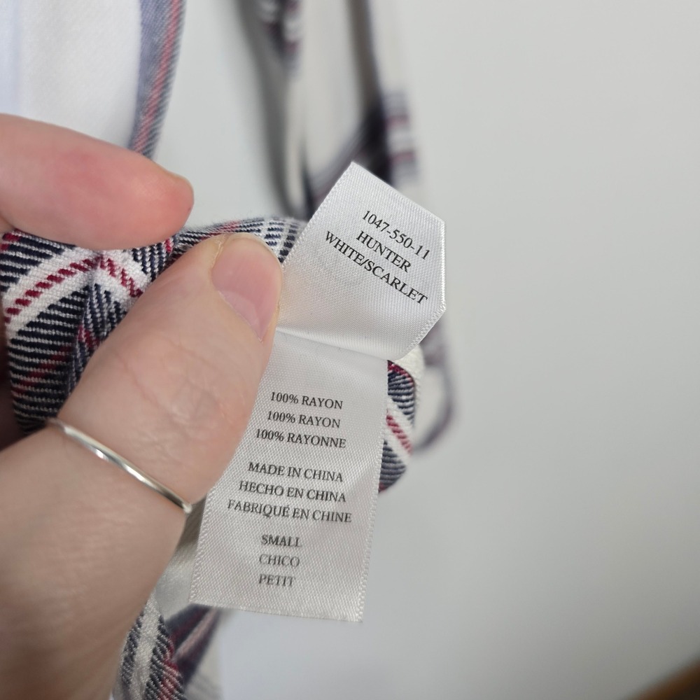 Rails Hunter White/Scarlet Plaid Button Down Shirt Women's Small White Red Blue - Picture 5 of 5